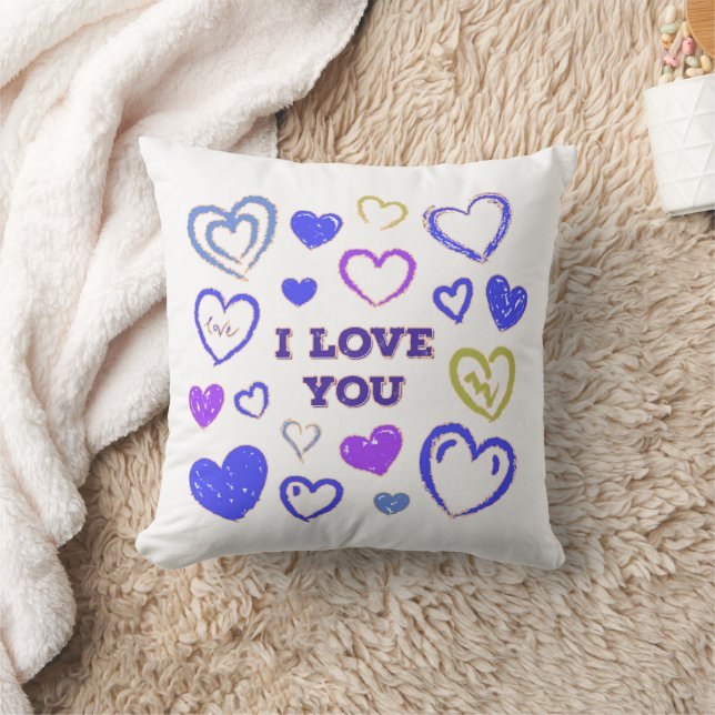 Coussin Cœur dessiné à la main mignon (Couverture)