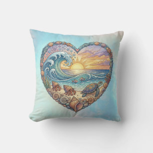 Coussin Cœur d'Océan Vague Côtière Tortue de Mer Plage Cou