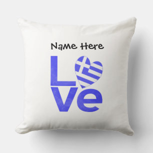 Coussin Cœur drapeau bleu Grèce LOVE personnalisé