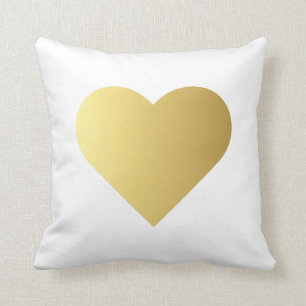 Coussin Coeur élégant et minimaliste d'or de Faux