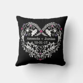 Coussin Coeur en filigrane personnalisé, noms de date de (Verso)