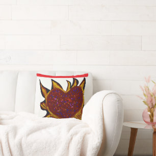 Coussin Cœur en Flammes