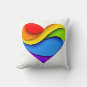 Coussin Coeur en forme de SlipperyJoe arc-en-ciel rouge or