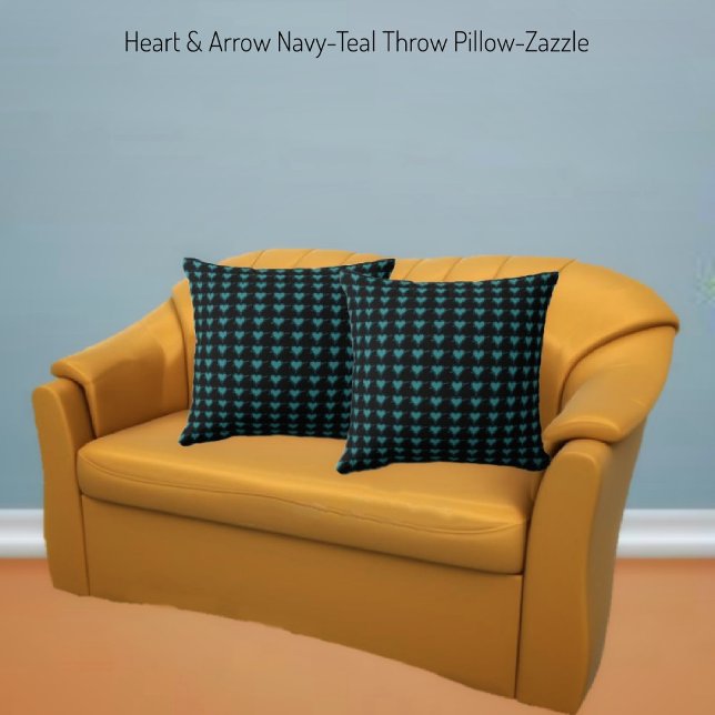 Coussin Coeur et flèche - Turquoise de la marine (Créateur téléchargé)