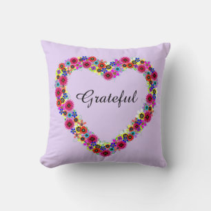 Coussin Coeur floral gracieux en Lavande