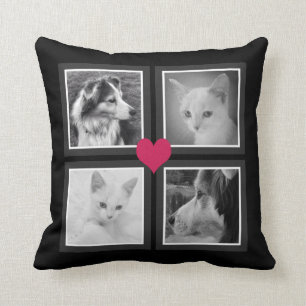 Coussin Coeur mignon de BFFs avec quatre photos