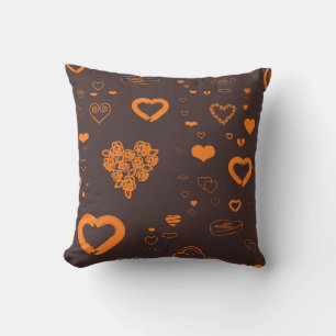 Coussin Coeur mignon Moderne Orange
