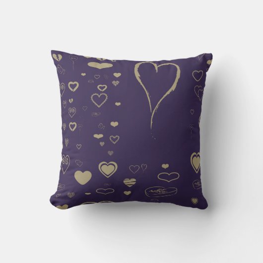 Coussin Coeur mignon moderne violet foncé (Recto)