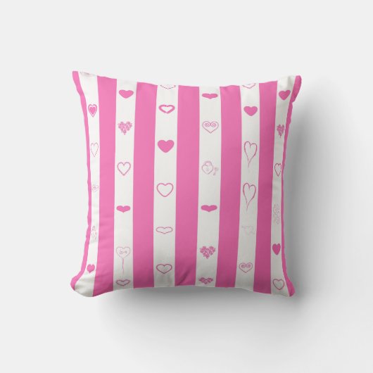 Coussin Cœur mignon rayure rose moderne (Recto)