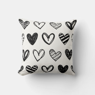 « Coussin cœur noir et blanc chic – Décoration de