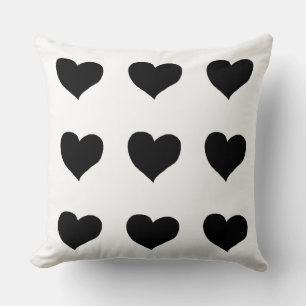 Coussin coeur noir romantique