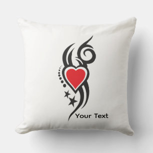 Coussin Cœur Ornemental Vintage avec Art de Tatouage Flora