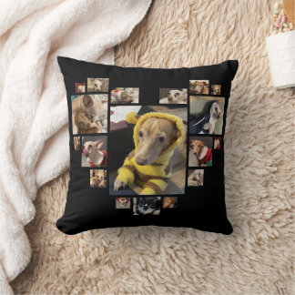 Coussin Coeur personnalisé Multiphoto Collage Chiens Noir