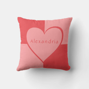 Coussin Coeur personnalisé rose et rouge