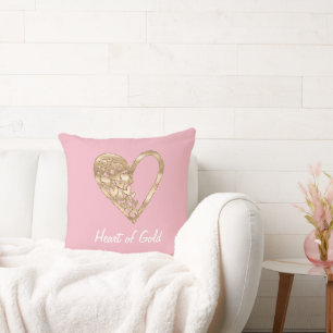 Coussin Cœur rose d'or