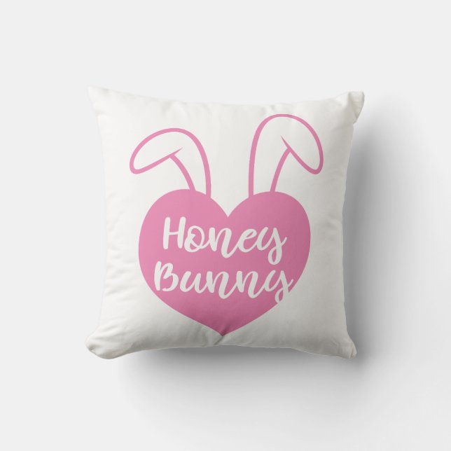 Coussin Cœur rose Honey Bunny (Recto)