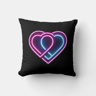 Coussin Coeur rose néon/bleu Tasse de la Saint-Valentin