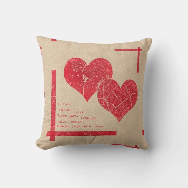 Coussin coeur rouge amour Saint Valentin (Recto)