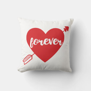 Coussin Cœur Rouge Blanc Amour Mariage Mariée Enterrement