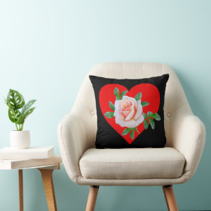 COUSSIN CŒUR ROUGE ET ROSE POUR LA SAINT-VALENTIN