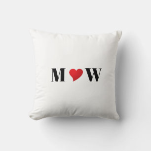 Coussin Coeur rouge mignon personnalisées couple initiales