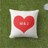 Coussin Cœur Rouge Monogramme Initiales Personnalisées Sai (Herbe)