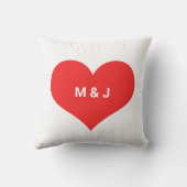 Coussin Cœur Rouge Monogramme Initiales Personnalisées Sai (Verso)