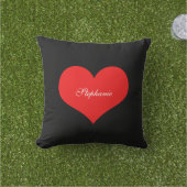 Coussin Cœur Rouge Monogrammes Personnalisés Cadeau Faveur (Herbe)