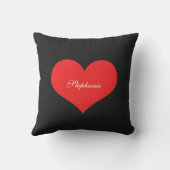 Coussin Cœur Rouge Monogrammes Personnalisés Cadeau Faveur (Verso)