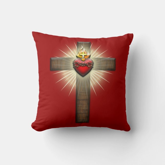 Coussin Coeur sacré de croix de Jésus (Recto)