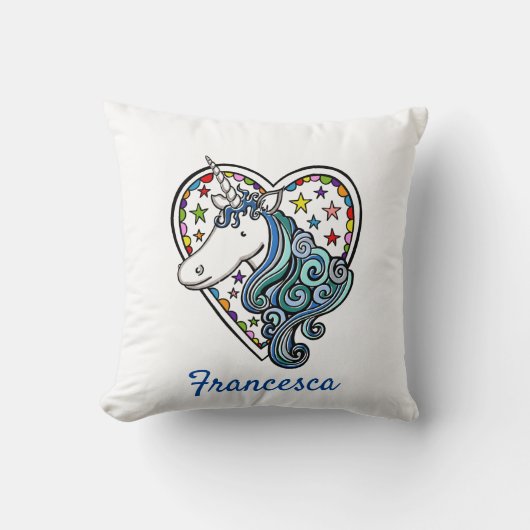 Coussin Coeur Unicorne personnalisé (Recto)