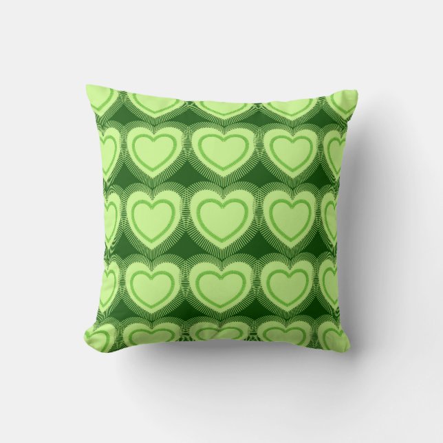 Coussin Coeurs Abstraits modernes - Vert citron vert (Recto)