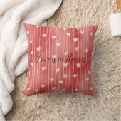 Coussin Cœurs Amour Rayures Rouge Blanc Romantique (Couverture)