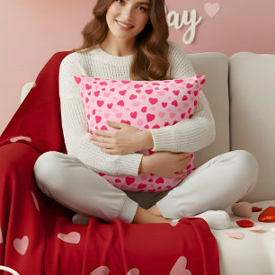 Coussin Cœurs Aquarelle Rose Pâle Cadeau de la Saint-Valen