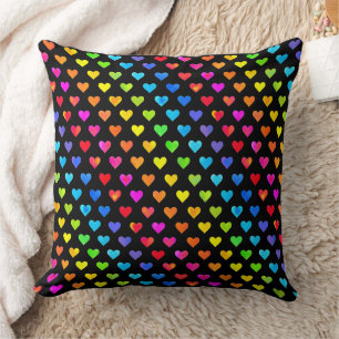 Coussin Coeurs arc-en-ciel colorés Motif de bande