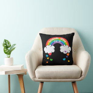 Coussin Coeurs Arc-en-ciel colorés Sons Gay Je suis dans