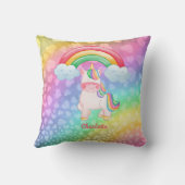 Coussin Coeurs arc-en-ciel Unicorne personnalisés (Verso)