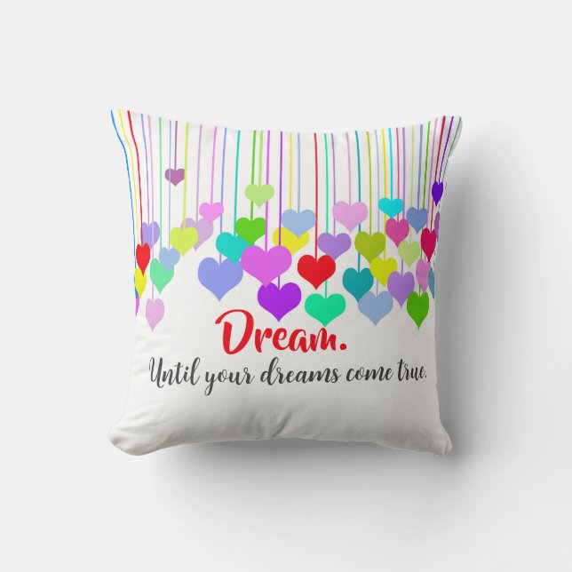 Coussin Coeurs avec citation de rêve (Recto)