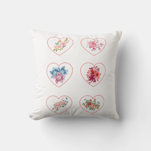 Coussin Coeurs avec fleurs (Recto)