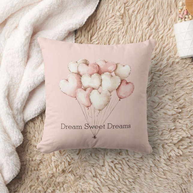 Coussin Cœurs Ballons Crème Rose   (Couverture)