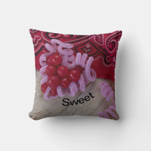 Coussin Coeurs & Bandana dans le pays des bonbons rouges