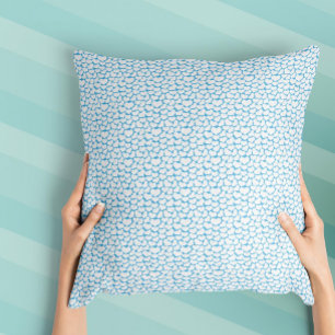 Coussin Cœurs Blancs Bleu Ciel Design Joyeux