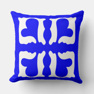 Coussin Coeurs bleu et blanc électrique