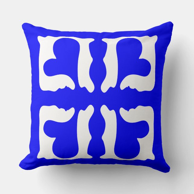 Coussin Coeurs bleu et blanc électrique (Recto)