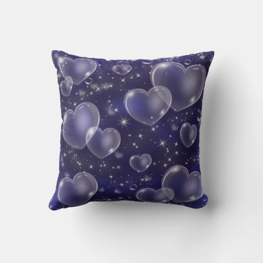 Coussin Coeurs Bleus Bubble mignonne fille (Verso)