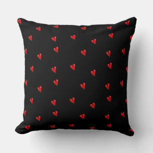 Coussin Coeurs brillants rouges sur noir
