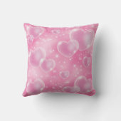 Coussin Cœurs Bulles Roses Fille Mignonne (Verso)