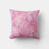 Coussin Cœurs Bulles Roses Fille Mignonne (Recto)