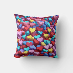 Coussin Coeurs colorés motif Jeu d'oreiller