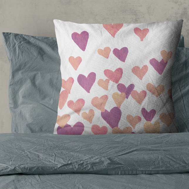 Coussin Coeurs d'aquarelle de la Saint-Valentin - rose pas (Créateur téléchargé)